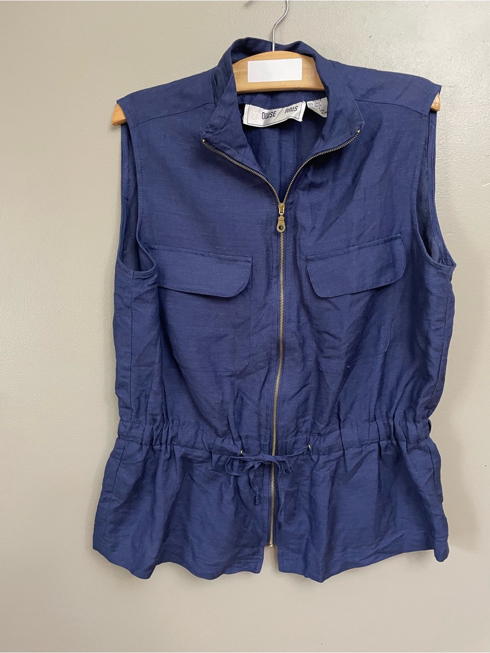 Louise Paris Linen zipper vest cinch waist beach coastal